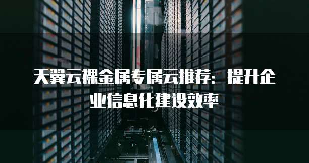 天翼云裸金属专属云推荐:提升企业信息化建设效率