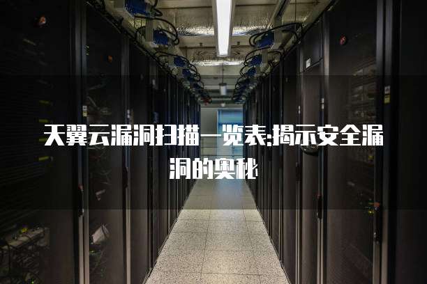 天翼云漏洞扫描一览表:揭示安全漏洞的奥秘