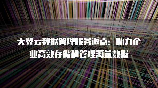 天翼云数据管理服务返点:助力企业高效存储和管理海量数据