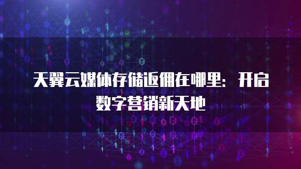 天翼云媒体存储返佣在哪里：开启数字营销新天地