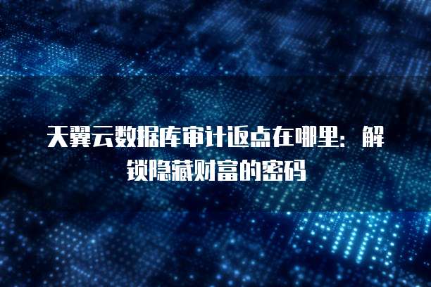 天翼云数据库审计返点在哪里:解锁隐藏财富的密码