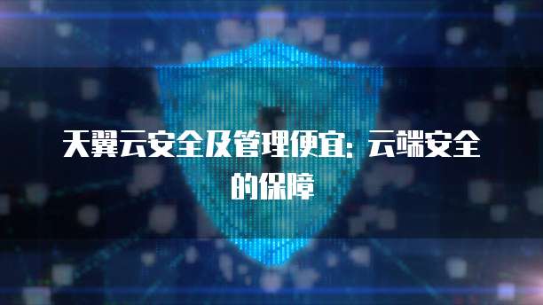 天翼云安全及管理便宜: 云端安全的保障