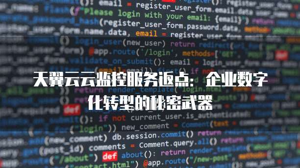 天翼云云监控服务返点:企业数字化转型的秘密武器