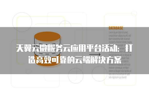 天翼云微服务云应用平台活动：打造高效可靠的云端解决方案