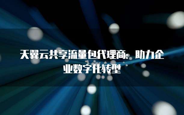 天翼云共享流量包代理商:助力企业数字化转型