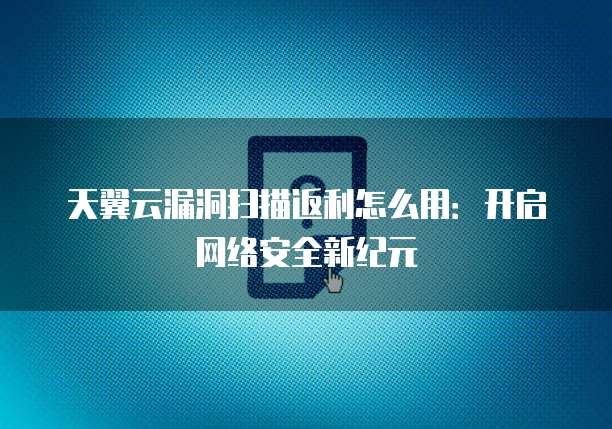 天翼云漏洞扫描返利怎么用:开启网络安全新纪元