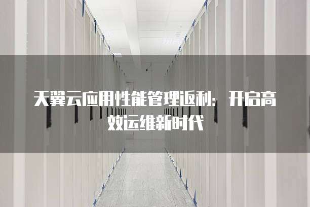 天翼云应用性能管理返利:开启高效运维新时代