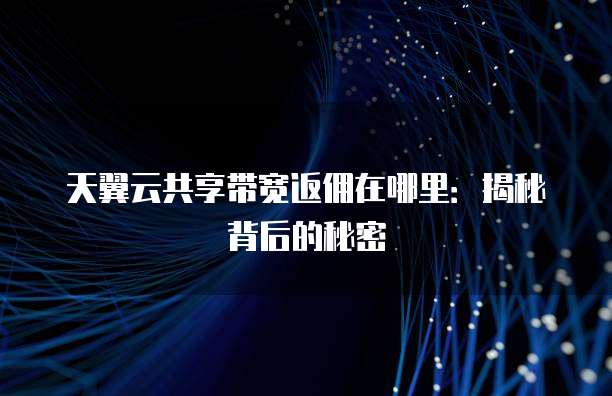 天翼云共享带宽返佣在哪里:揭秘背后的秘密