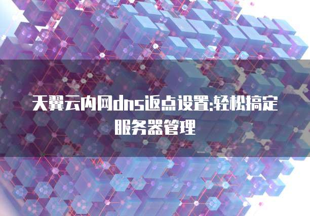 天翼云内网dns返点设置:轻松搞定服务器管理