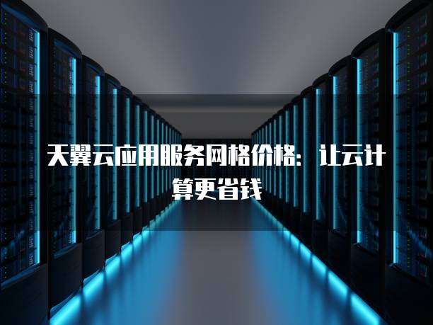天翼云应用服务网格价格:让云计算更省钱