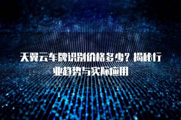 天翼云车牌识别价格多少?揭秘行业趋势与实际应用