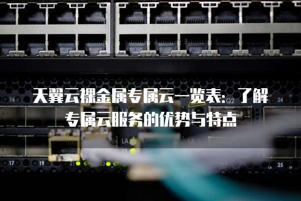 天翼云裸金属专属云一览表:了解专属云服务的优势与特点