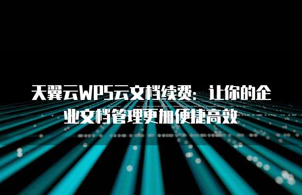 天翼云WPS云文档续费:让你的企业文档管理更加便捷高效