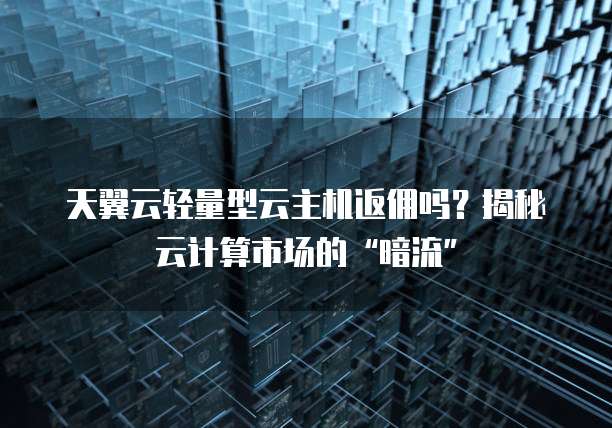 天翼云轻量型云主机返佣吗?揭秘云计算市场的“暗流”