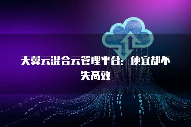 天翼云混合云管理平台:便宜却不失高效