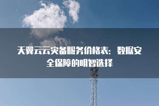 天翼云云灾备服务价格表:数据安全保障的明智选择