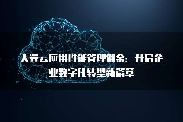 天翼云应用性能管理佣金:开启企业数字化转型新篇章