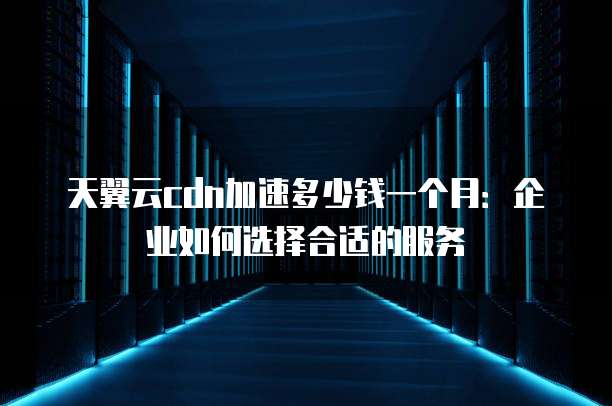 天翼云cdn加速多少钱一个月:企业如何选择合适的服务