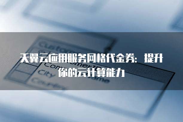 天翼云应用服务网格代金券:提升你的云计算能力