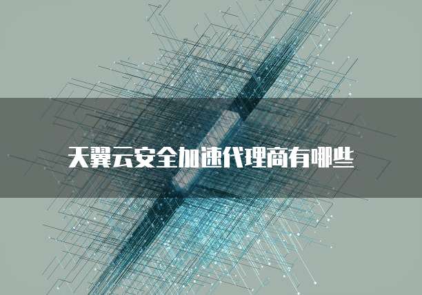 天翼云安全加速代理商有哪些