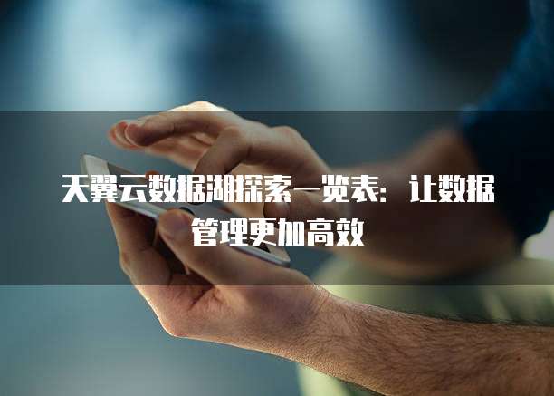 天翼云数据湖探索一览表:让数据管理更加高效
