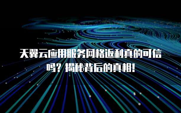 天翼云应用服务网格返利真的可信吗?揭秘背后的真相!