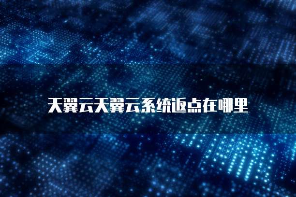 天翼云天翼云系统返点在哪里