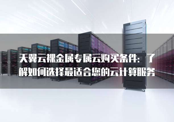 天翼云裸金属专属云购买条件：了解如何选择最适合您的云计算服务