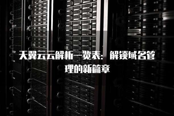 天翼云云解析一览表:解锁域名管理的新篇章