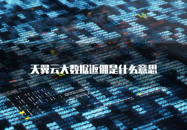 天翼云大数据返佣是什么意思