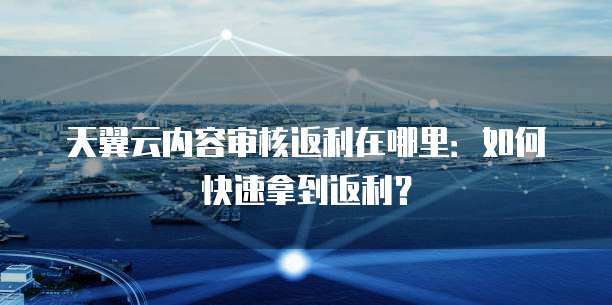 天翼云内容审核返利在哪里：如何快速拿到返利？
