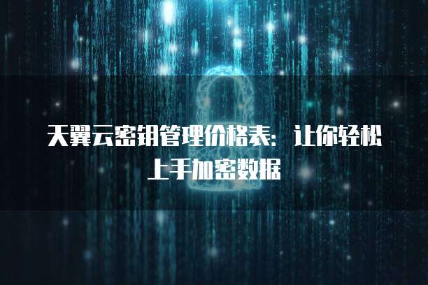 天翼云密钥管理价格表:让你轻松上手加密数据