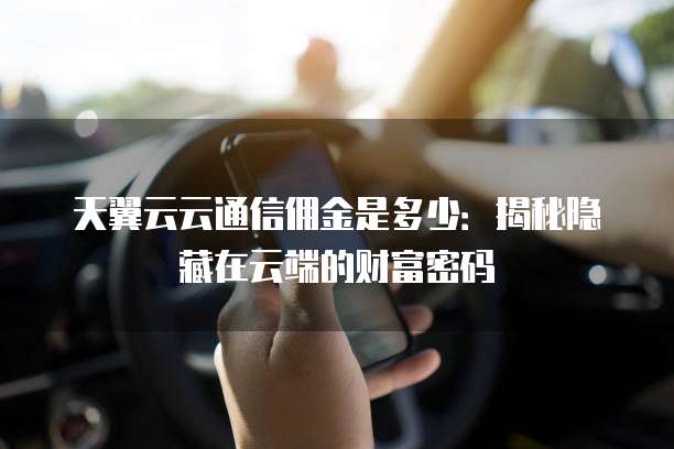 天翼云云通信佣金是多少:揭秘隐藏在云端的财富密码