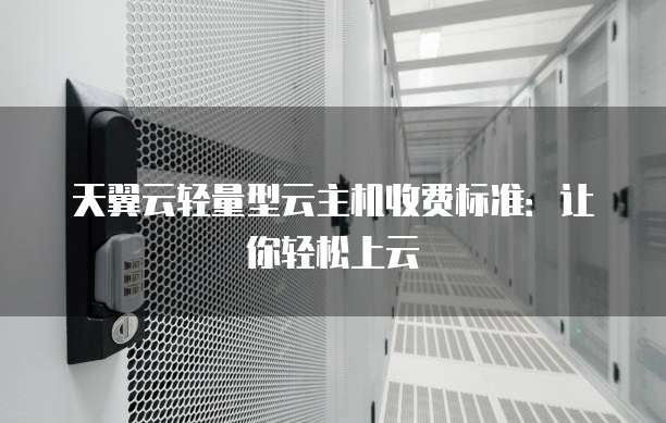 天翼云轻量型云主机收费标准:让你轻松上云