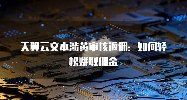 天翼云文本涉黄审核返佣:如何轻松赚取佣金