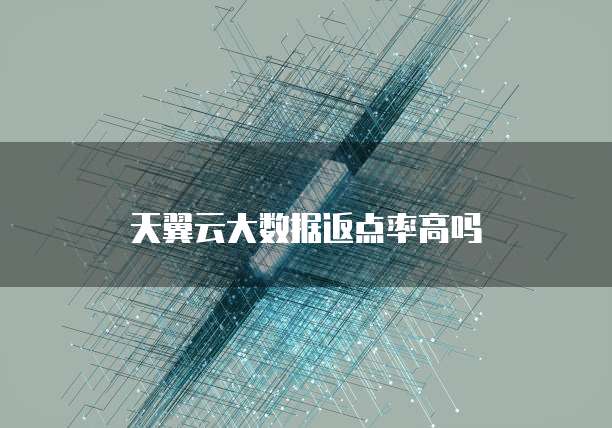 天翼云大数据返点率高吗