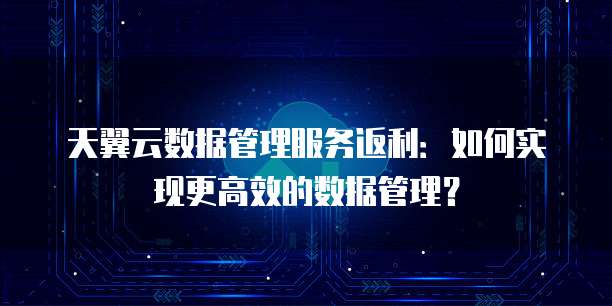 天翼云数据管理服务返利:如何实现更高效的数据管理?