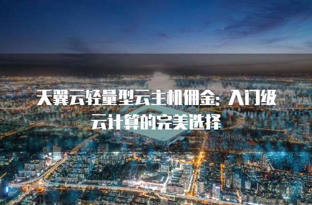 天翼云轻量型云主机佣金: 入门级云计算的完美选择