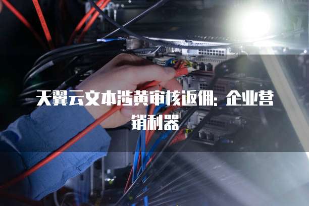 天翼云文本涉黄审核返佣: 企业营销利器