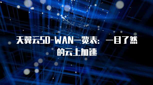 天翼云SD-WAN一览表:一目了然的云上加速