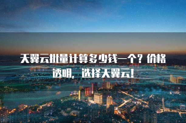 天翼云批量计算多少钱一个?价格透明,选择天翼云!