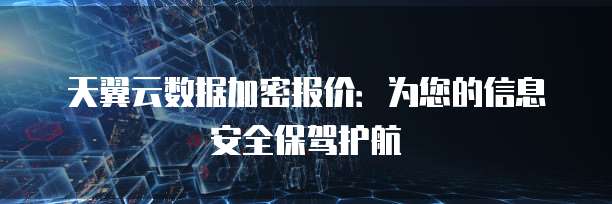 天翼云数据加密报价:为您的信息安全保驾护航