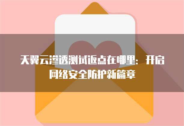 天翼云渗透测试返点在哪里：开启网络安全防护新篇章