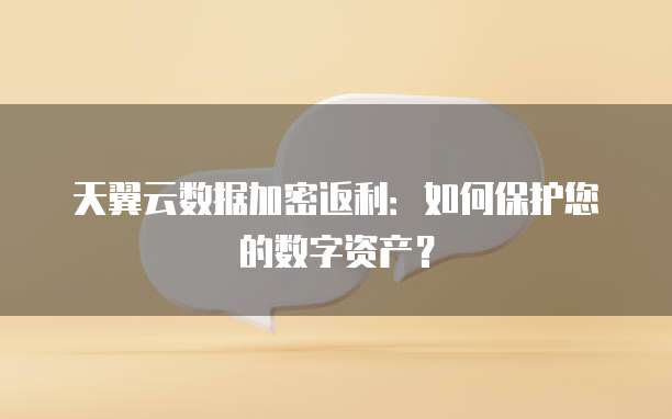 天翼云数据加密返利:如何保护您的数字资产?