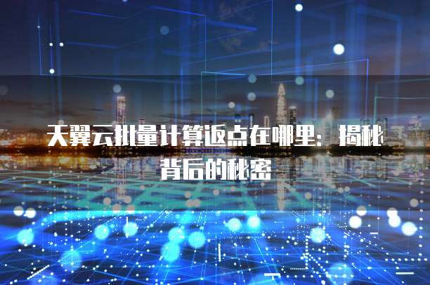 天翼云批量计算返点在哪里:揭秘背后的秘密