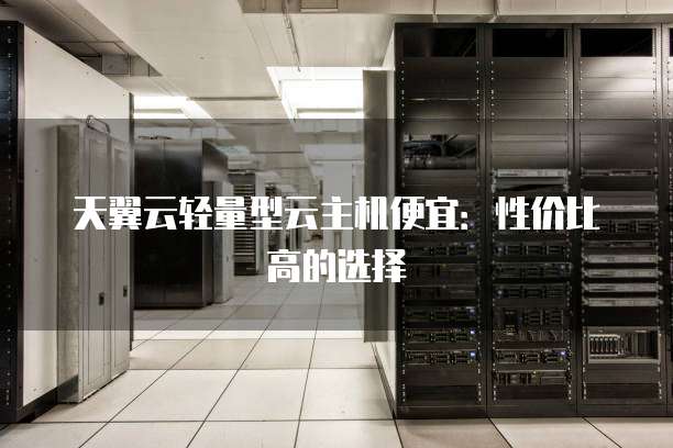 天翼云轻量型云主机便宜:性价比高的选择