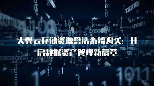 天翼云存储资源盘活系统购买:开启数据资产管理新篇章