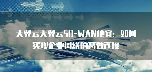 天翼云天翼云SD-WAN便宜：如何实现企业网络的高效连接