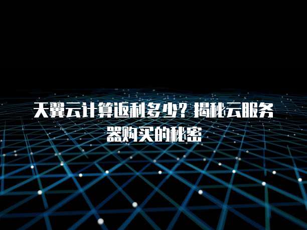 天翼云计算返利多少?揭秘云服务器购买的秘密