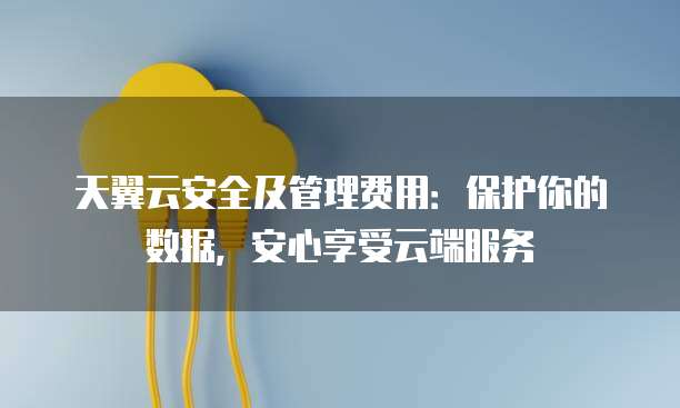 天翼云安全及管理费用:保护你的数据,安心享受云端服务